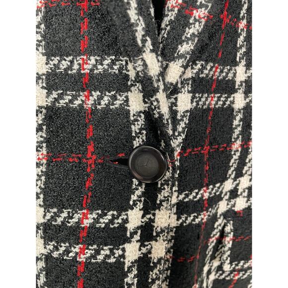 Vintage Liz Claiborne black, red plaid wool blazer 10p - Picture 5 of 7